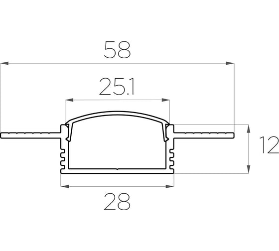 Комплект профиля Ledcraft LC-LPSH1258M28-1x2Silver 2 шт серебро (1м профиль+1м рассеиватель+2 заглушки+комплект шурупов) 1616140145