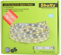 Светодиодная лента Sholtz 4,8Вт/м 12В 4200К 5м адаптер 3А пластик LSO5203