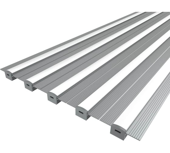 Комплект профиля Ledcraft LC-LPSH1246M16-1x5Silver 5 шт серебро (1м профиль+1м рассеиватель+2 заглушки+комплект шурупов) 1616140617