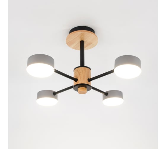 Люстра под лампу General Lighting Systems Элизиум GCHL-4GX53-M серая, дерево 662332 1