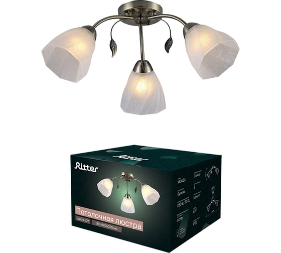 Люстра RITTER Classic 06759/3 3хE27, 560x560x230мм, латунь 52539 4