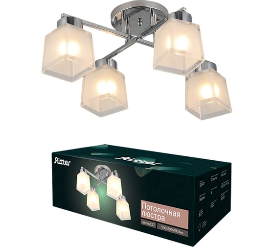 Люстра RITTER Modern 167/4 4хE27, 530x390x190мм, хром 52518 9
