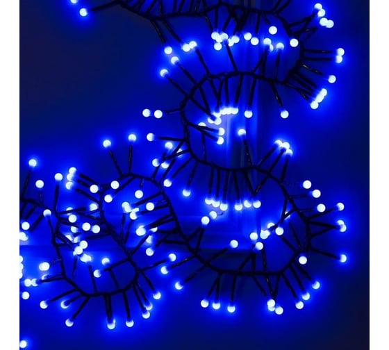 Уличная гирлянда-нить Luazon, УМС, мишура шарики, 4 м, Н.Т., LED-400-31V, 8 режимов, синий 3649304 1