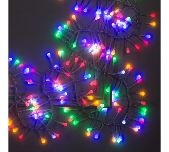 Уличная гирлянда-нить Luazon, УМС, мишура шарики, 3 м, Н.С., LED-288-220V, фиксинг, мультиколор 3584151