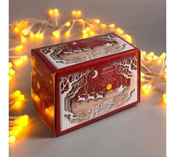 Уличная гирлянда-нить Luazon, УМС, мишура шарики, 3 м, Н.С., LED-288-220V, фиксинг, желтый 1080332