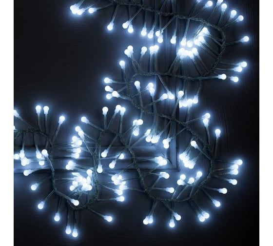 Уличная гирлянда-нить Luazon, УМС, мишура шарики, 3 м, Н.С., LED-288-220V, фиксинг, белый 1080328