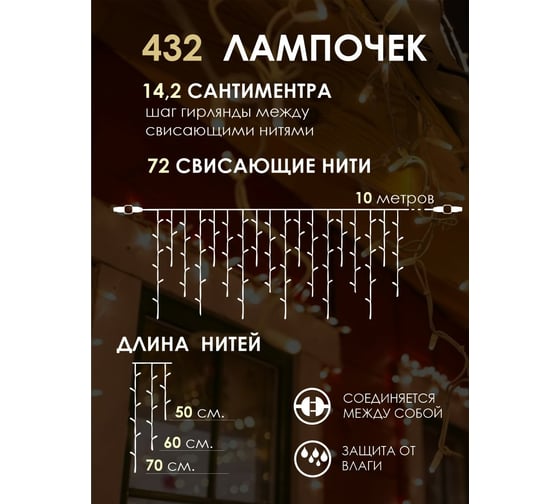 Уличная гирлянда RIFRAY 10 м, теплый свет, 86IS21GN-10H ШВ-00000329