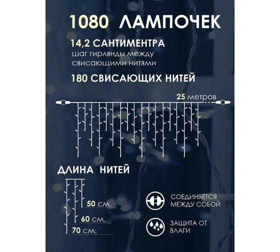 Уличная гирлянда Rifray 25 м, холодный свет, 86IS21GN-25C ШВ-00000332