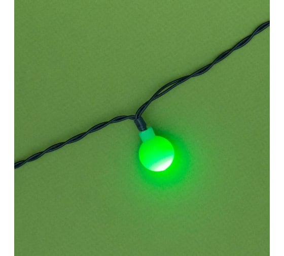 Гирлянда-нить Luazon DECOR, IP44, на солнечной батарее, Шарик, 4.5 м, Н.Т. LED-30-1.2V, 2 режима, зеленый 4137042