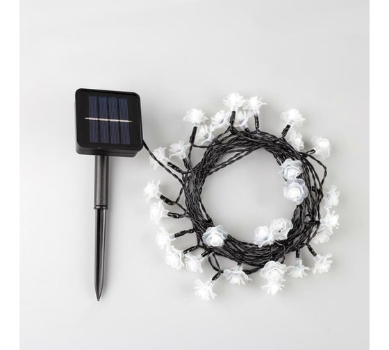 Гирлянда-нить Luazon DECOR, IP44, на солнечной батарее, Роза, 4.5 м, Н.Т. LED-30-1.2V, 2 режима, красный 6253345