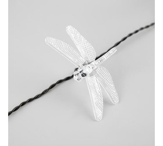 Гирлянда-нить Luazon DECOR, IP44, на солнечной батарее, Стрекоза, 4.5 м, Н.Т. LED-30-1.2V, 2 режима, зеленый/аквамарин/желтый 6253363