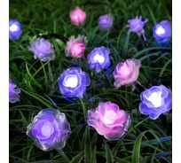Гирлянда-нить Luazon DECOR, IP44, на солнечной батарее, Роза, 4.5 м, Н.Т. LED-30-1.2V, 2 режима, синий/фиолетовый/розовый 6253342