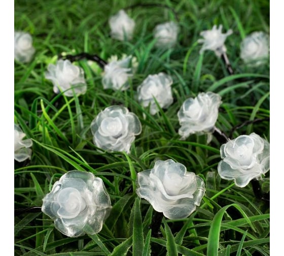 Гирлянда-нить Luazon DECOR, IP44, на солнечной батарее, Роза, 4.5 м, Н.Т. LED-30-1.2V, 2 режима, синий/фиолетовый/розовый 6253342