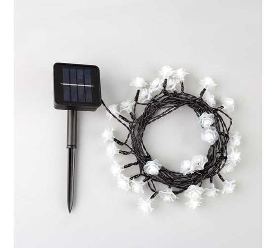 Гирлянда-нить Luazon DECOR, IP44, на солнечной батарее, Роза, 4.5 м, Н.Т. LED-30-1.2V, 2 режима, синий/фиолетовый/розовый 6253342