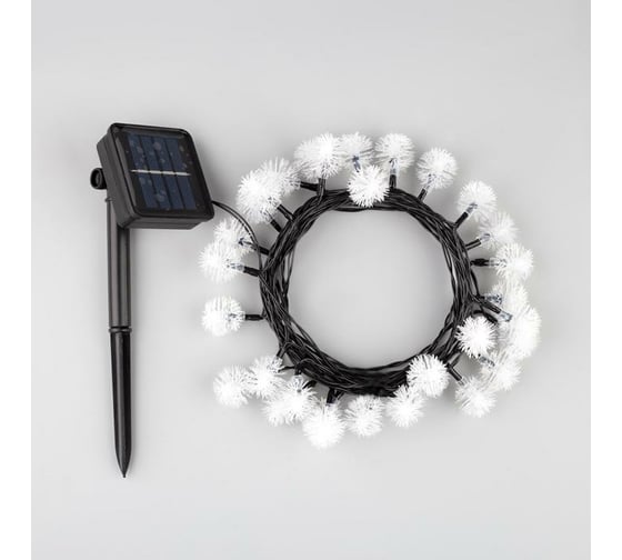 Гирлянда-нить Luazon DECOR, IP44, на солнечной батарее, Ежики, 4.5 м, Н.Т. LED-30-1.2V, 2 режима, синий/фиолетовый/розовый 6253360