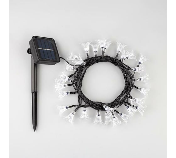 Гирлянда-нить Luazon DECOR, IP44, на солнечной батарее, Цветок, 4.5 м, Н.Т. LED-30-1.2V, 2 режима, желтый/аквамарин 6253350
