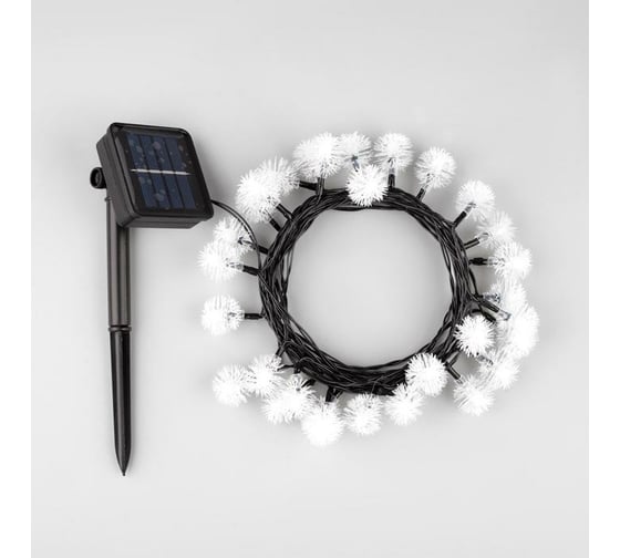 Гирлянда-нить Luazon DECOR, IP44, на солнечной батарее, Ежики, 4.5 м, Н.Т. LED-30-1.2V, 2 режима, красный/желтый 6253362