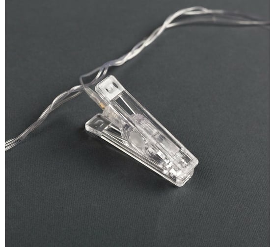 Гирлянда-нить Luazon DCR, 4.5 м, прищепки, IP20, Н.С., LED-20-220V, фиксинг, синий 4445723
