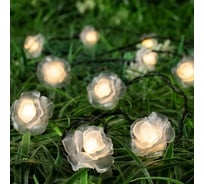 Гирлянда-нить Luazon DECOR, IP44, на солнечной батарее, Роза, 4.5 м, Н.Т. LED-30-1.2V, 2 режима, теплый белый 6253344