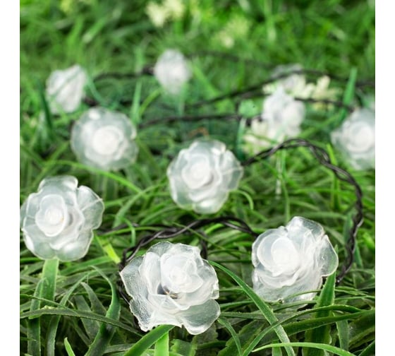 Гирлянда-нить Luazon DECOR, IP44, на солнечной батарее, Роза, 4.5 м, Н.Т. LED-30-1.2V, 2 режима, теплый белый 6253344