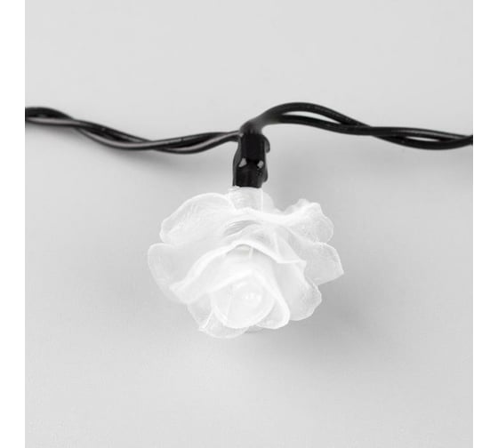 Гирлянда-нить Luazon DECOR, IP44, на солнечной батарее, Роза, 4.5 м, Н.Т. LED-30-1.2V, 2 режима, теплый белый 6253344