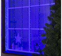 Гирлянда-нить Luazon ВОДОПАД ECO, IP44, 2х1.5 м, темная нить, LED-400-220V, 6 режимов, синий 706329