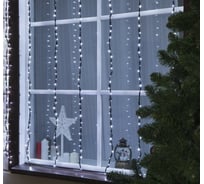 Гирлянда-нить Luazon ВОДОПАД ECO, IP44, 2х1.5 м, темная нить, LED-400-220V, 6 режимов, белый 706328