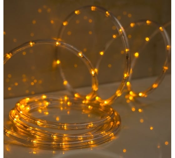 Светодиодный шнур Luazon, 10 мм, круглый, 5 м, чейзинг, 2W-LED/м-24-220V, контроллер, 8 режимов, желтый 1589823