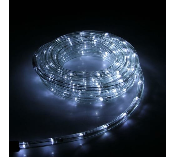 Светодиодный шнур Luazon, 10 мм, круглый, 5 м, чейзинг, 2W-LED/м-24-220V, контроллер, 8 режимов, белый 1589818