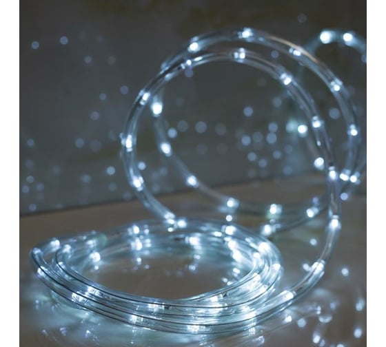 Светодиодный шнур Luazon, 10 мм, круглый, 5 м, чейзинг, 2W-LED/м-24-220V, контроллер, 8 режимов, белый 1589818