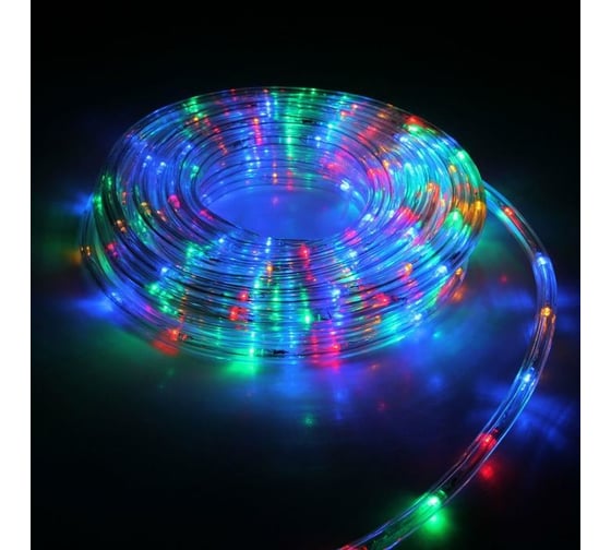 Светодиодный шнур Luazon, 10 мм, круглый, 5 м, чейзинг, 2W-LED/м-24-220V, контроллер, 8 режимов, мульти 1589817