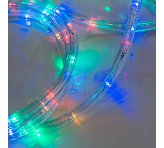 Светодиодный шнур Luazon, 10 мм, круглый, 5 м, чейзинг, 2W-LED/м-24-220V, контроллер, 8 режимов, мульти 1589817