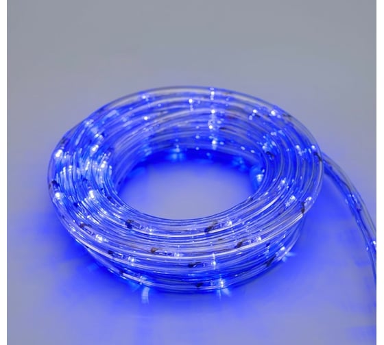 Светодиодный шнур Luazon, 10 мм, круглый, 5 м, чейзинг, 2W-LED/м-24-220V, контроллер, 8 режимов, синий 1589820