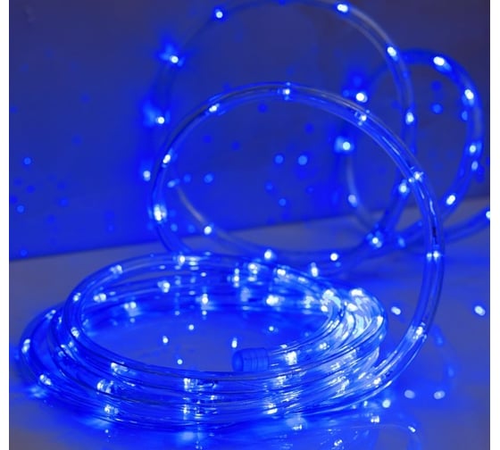 Светодиодный шнур Luazon, 10 мм, круглый, 5 м, чейзинг, 2W-LED/м-24-220V, контроллер, 8 режимов, синий 1589820