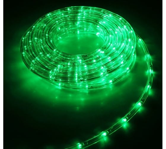 Светодиодный шнур Luazon, 10 мм, круглый, 5 м, чейзинг, 2W-LED/м-24-220V, контроллер, 8 режимов, зеленый 1589821