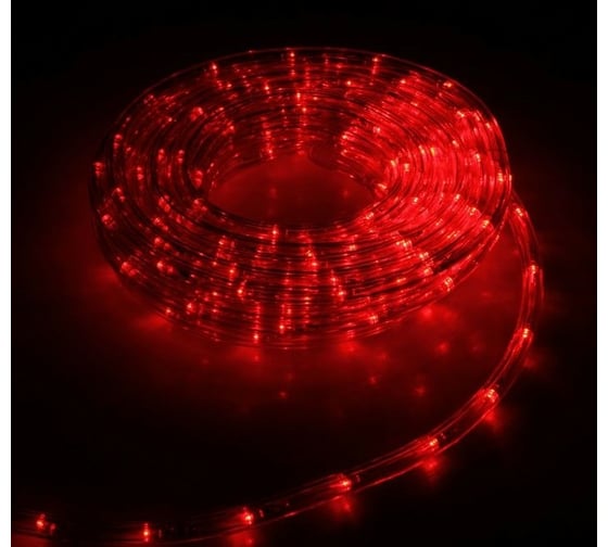 Светодиодный шнур Luazon, 10 мм, круглый, 5 м, чейзинг, 2W-LED/м-24-220V, контроллер, 8 режимов, красный 1589822