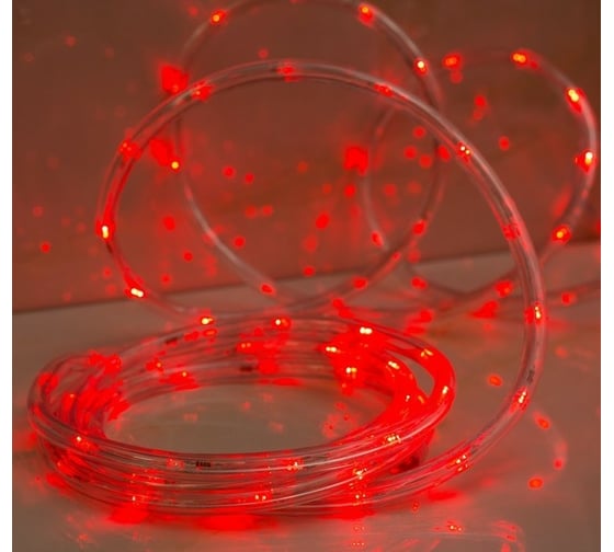 Светодиодный шнур Luazon, 10 мм, круглый, 5 м, чейзинг, 2W-LED/м-24-220V, контроллер, 8 режимов, красный 1589822