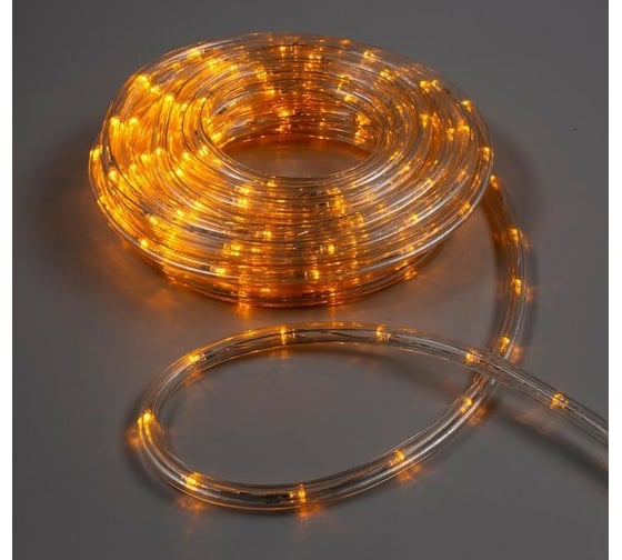 Светодиодный шнур Luazon, 10 мм, круглый, 10 м, чейзинг, 2W-LED/м-24-220V, контроллер, 8 режимов, желтый 1589830