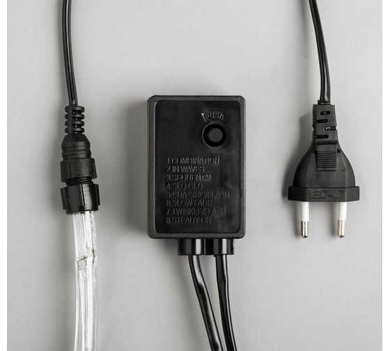Светодиодный шнур Luazon, 10 мм, круглый, 10 м, чейзинг, 2W-LED/м-24-220V, контроллер, 8 режимов, желтый 1589830