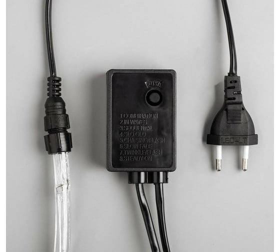 Светодиодный шнур Luazon, 10 мм, круглый, 10 м, чейзинг, 2W-LED/м-24-220V, контроллер, 8 режимов, мульти 1589824