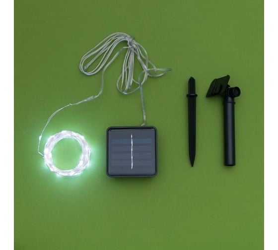 Гирлянда-нить Luazon ROSA, IP44, 10 м, темная нить, LED-100-1.2VSOLAR, 2 режима, белый 4137018