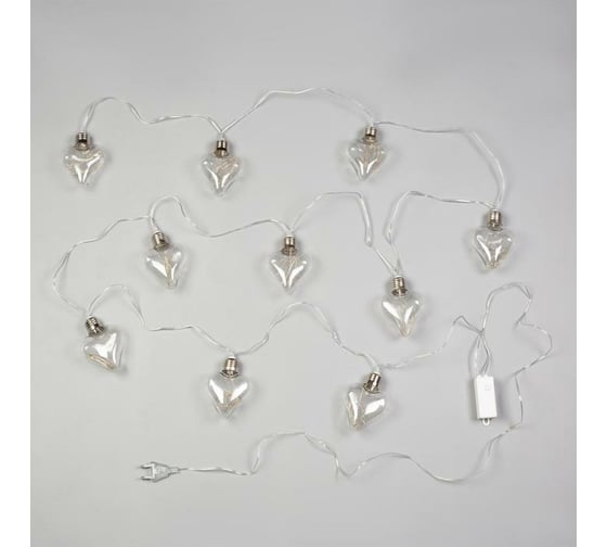 Гирлянда-нить Luazon ROSA, 3 м, лампочки-сердца, 8 см, IP20, серебристая нить, LED-80-12V, 8 режимов, теплый белый 6929855