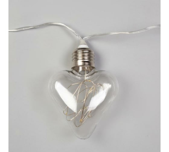 Гирлянда-нить Luazon ROSA, 3 м, лампочки-сердца, 8 см, IP20, серебристая нить, LED-80-12V, 8 режимов, теплый белый 6929855