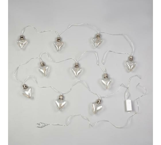Гирлянда-нить Luazon ROSA, 3 м, лампочки-сердца, 8 см, IP20, серебристая нить, LED-80-12V, 8 режимов, мульти 6929853