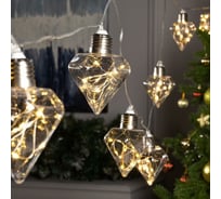 Гирлянда-нить Luazon ROSA, 3 м, лампочки-кристалл, 5 см, IP20, серебристая нить, LED-80-12V, 8 режимов, теплый белый 6929870