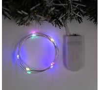 Гирлянда-нить Luazon ROSA, IP20, 1 м, серебристая нить, LED1608-10-6V, 2хCR2032, фиксинг, мульти 5198288