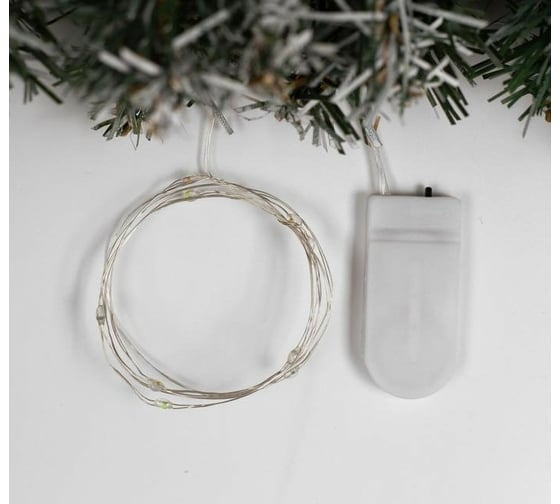 Гирлянда-нить Luazon ROSA, IP20, 1 м, серебристая нить, LED1608-10-6V, 2хCR2032, фиксинг, мульти 5198288