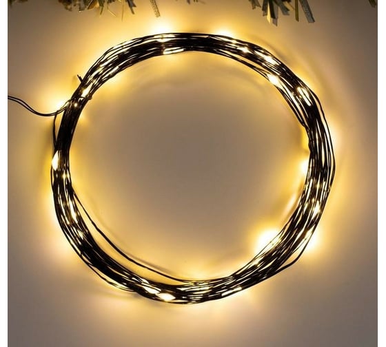 Гирлянда-нить Luazon ROSA, IP20, 5 м, черная нить, LED1608-50-4.5V, ААx3, 2 режима, теплый белый 5198324