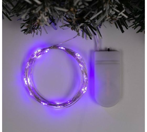 Гирлянда-нить Luazon ROSA, IP20, 2 м, серебристая нить, LED1608-20-6V, CR2032х2, фиксинг, фиолетовый 5198300