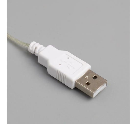 Гирлянда-нить Luazon ROSA Мишура, IP20, 2 м, серебристая нить, LED1608-100-5V, USB, фиксинг, белый 5198402